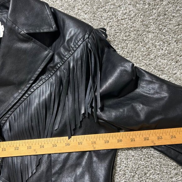 Oyrosy Womens Large Genuine black fringed Jacket Blazer Casual - Picture 10 of 11